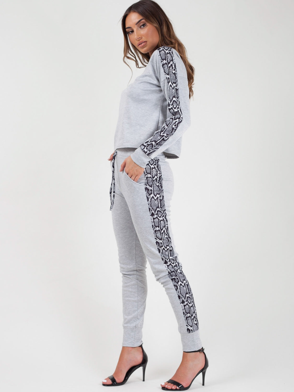Snake Print Panel Loungewear Co-ord