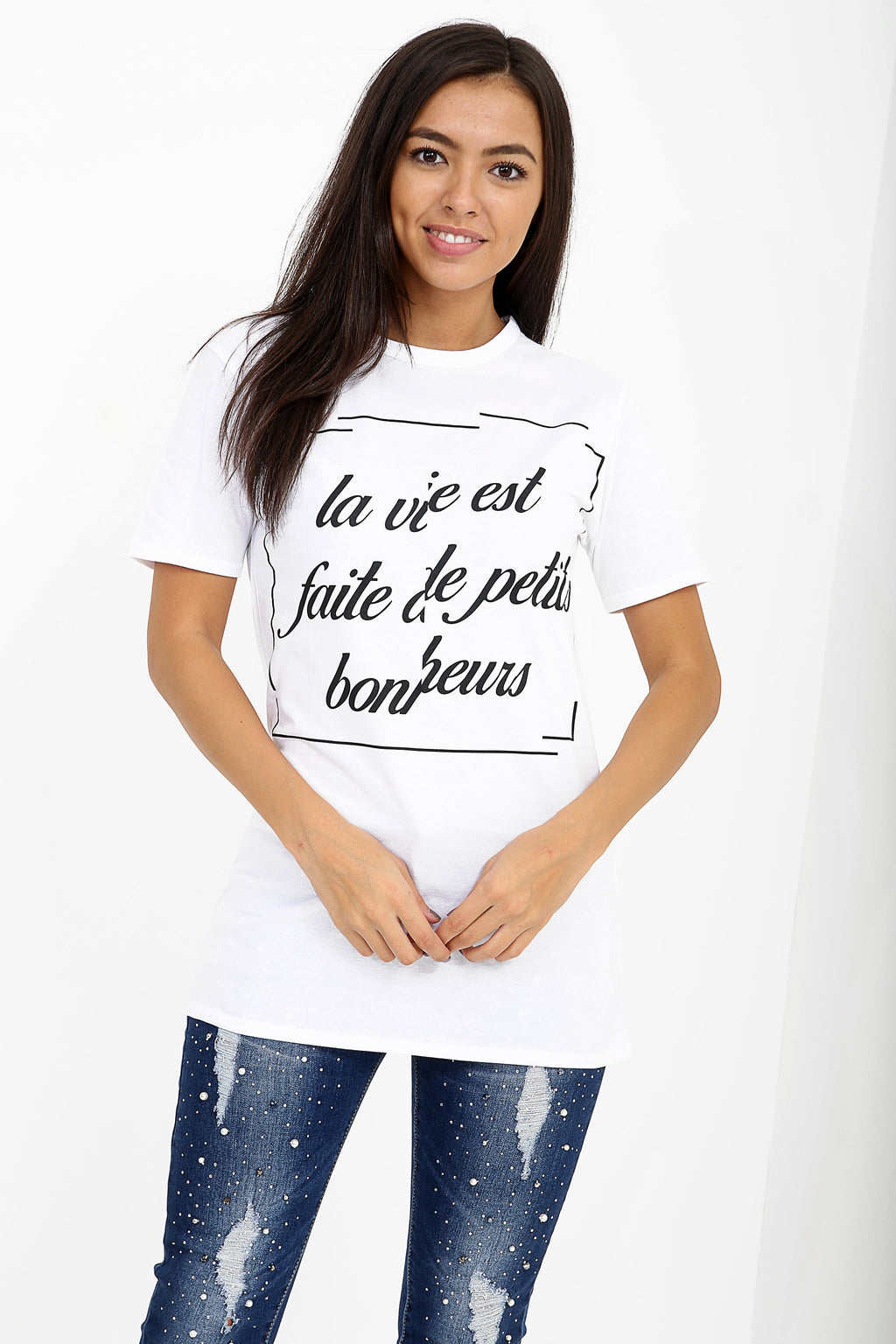 Distorted Slogan Printed T Shirt