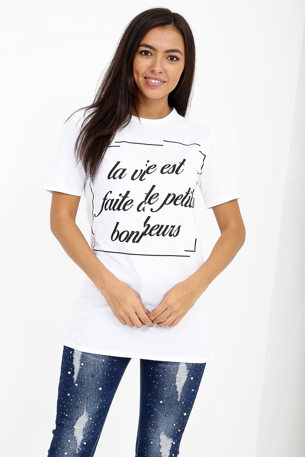 Distorted Slogan Printed T Shirt