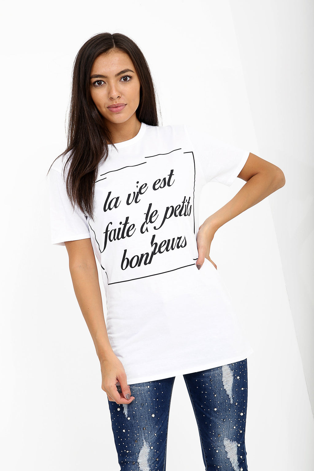 Distorted Slogan Printed T Shirt