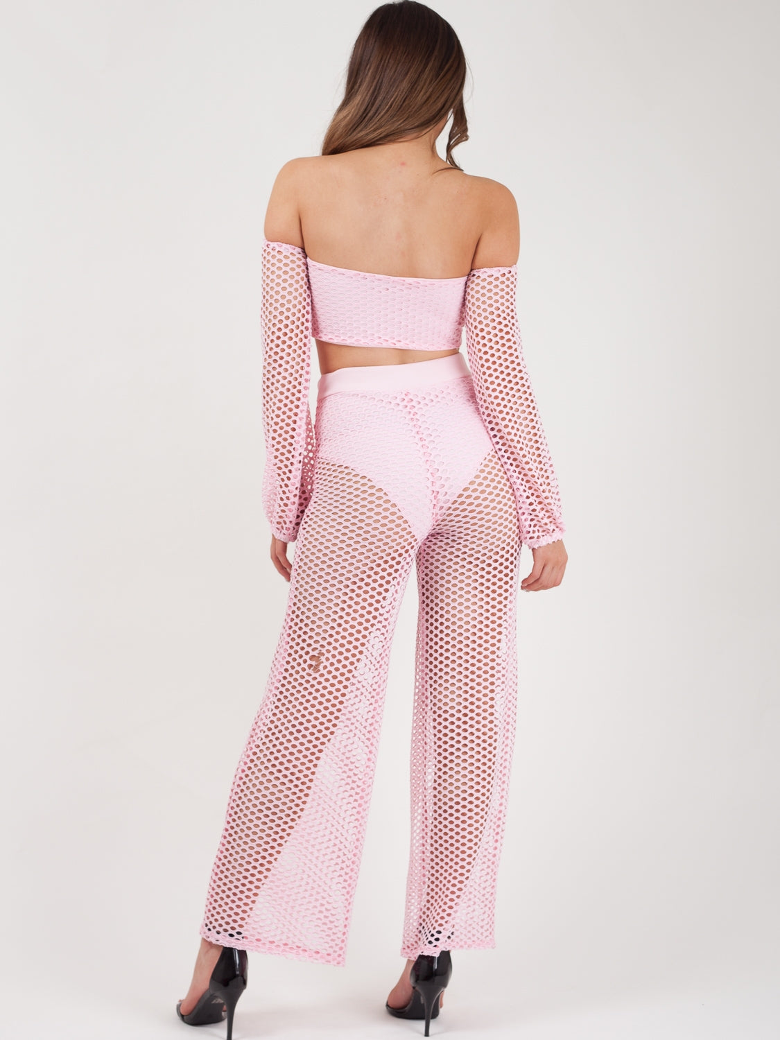 Fishnet Tie Crop Top & Trouser Co-ord
