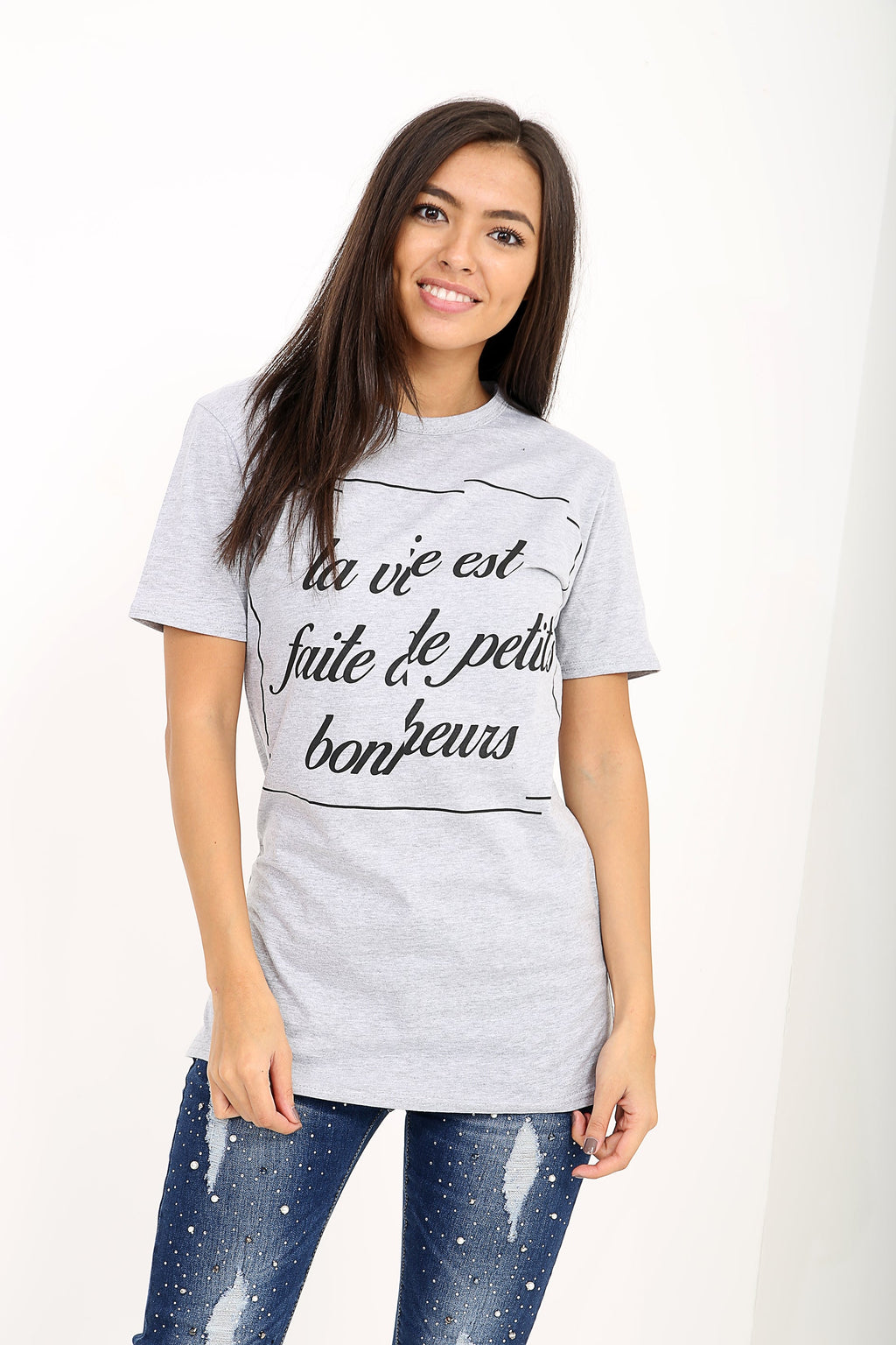 Distorted Slogan Printed T Shirt