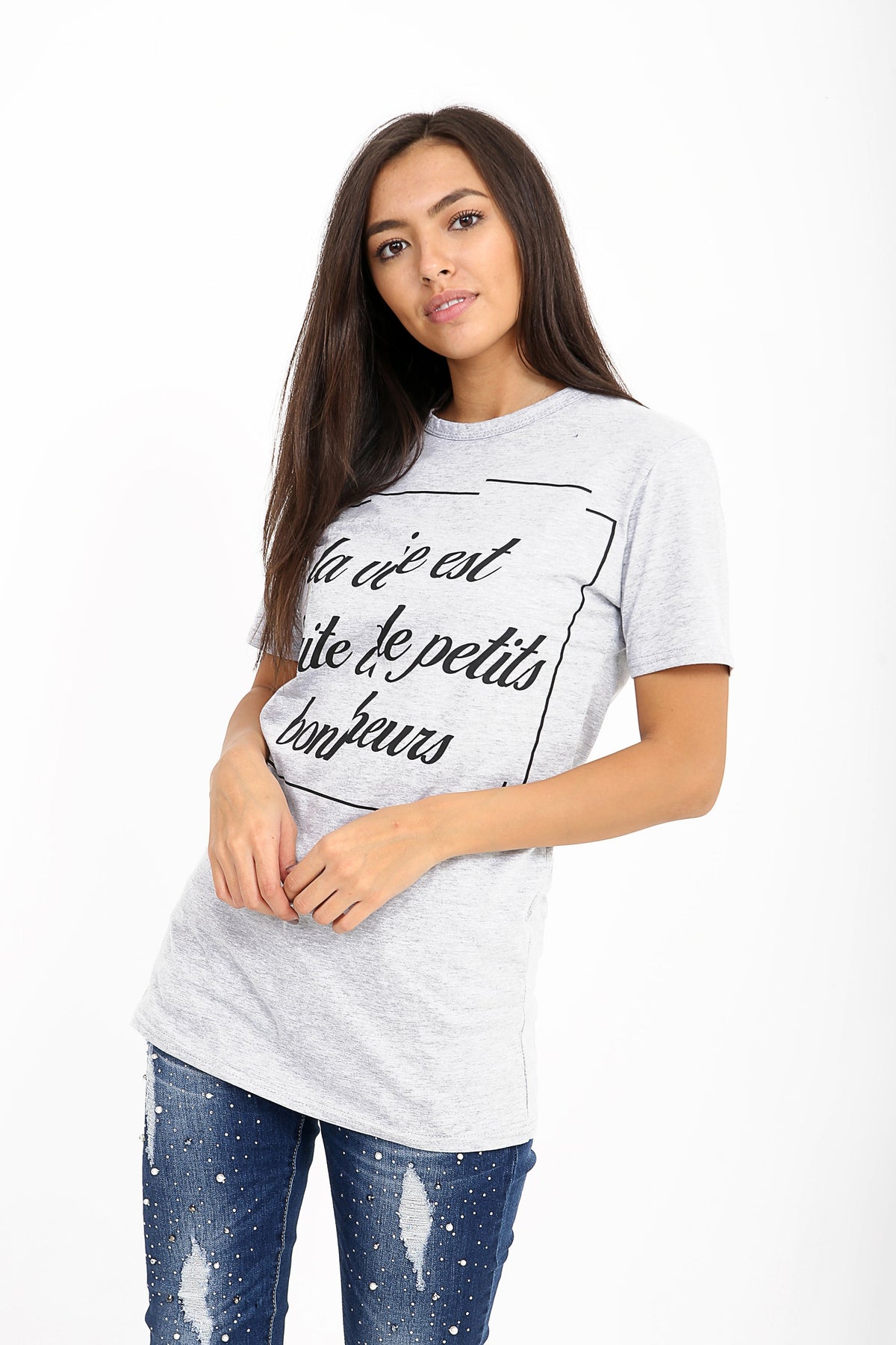 Distorted Slogan Printed T Shirt