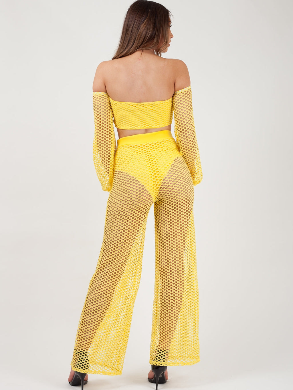Fishnet Tie Crop Top & Trouser Co-ord