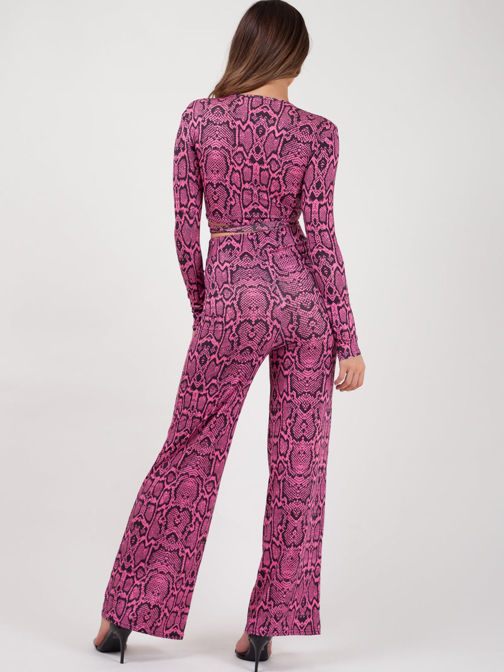 Snake Print Wrap Crop Top & Trouser Co-ord
