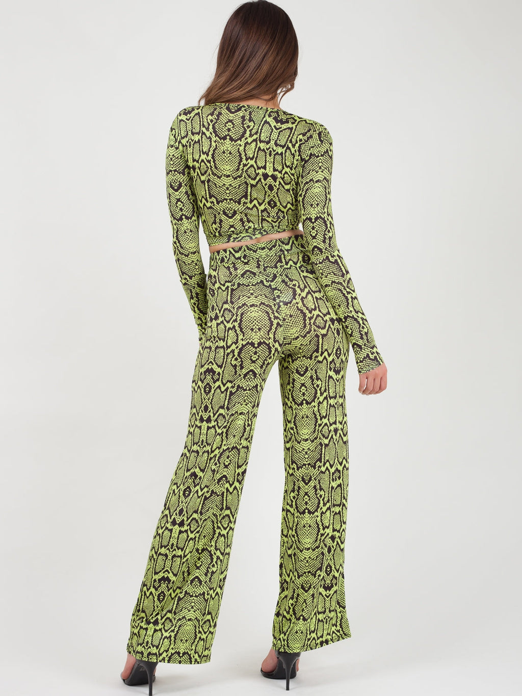 Snake Print Wrap Crop Top & Trouser Co-ord