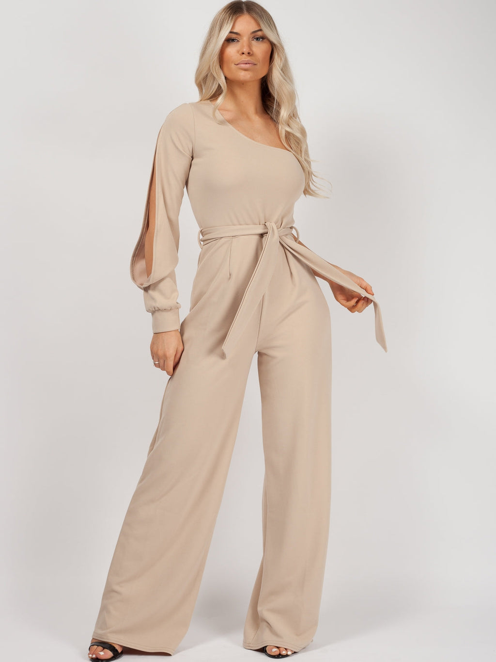 One Shoulder Split Sleeve Jumpsuit