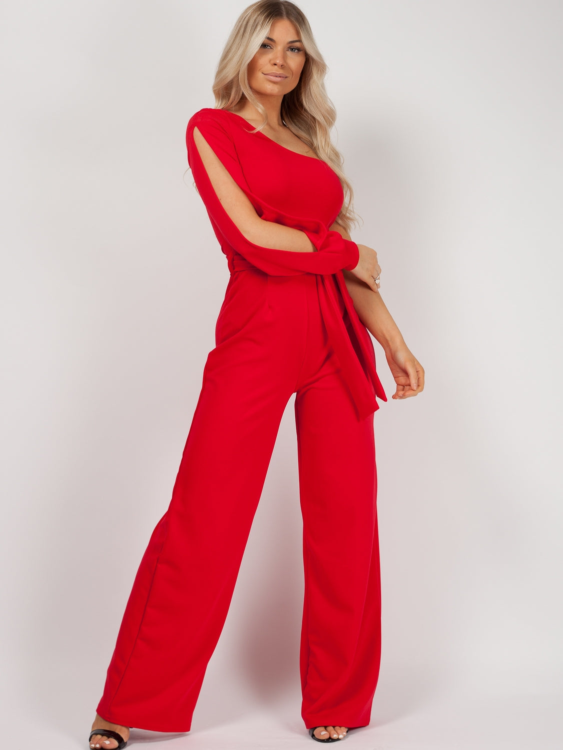 One Shoulder Split Sleeve Jumpsuit