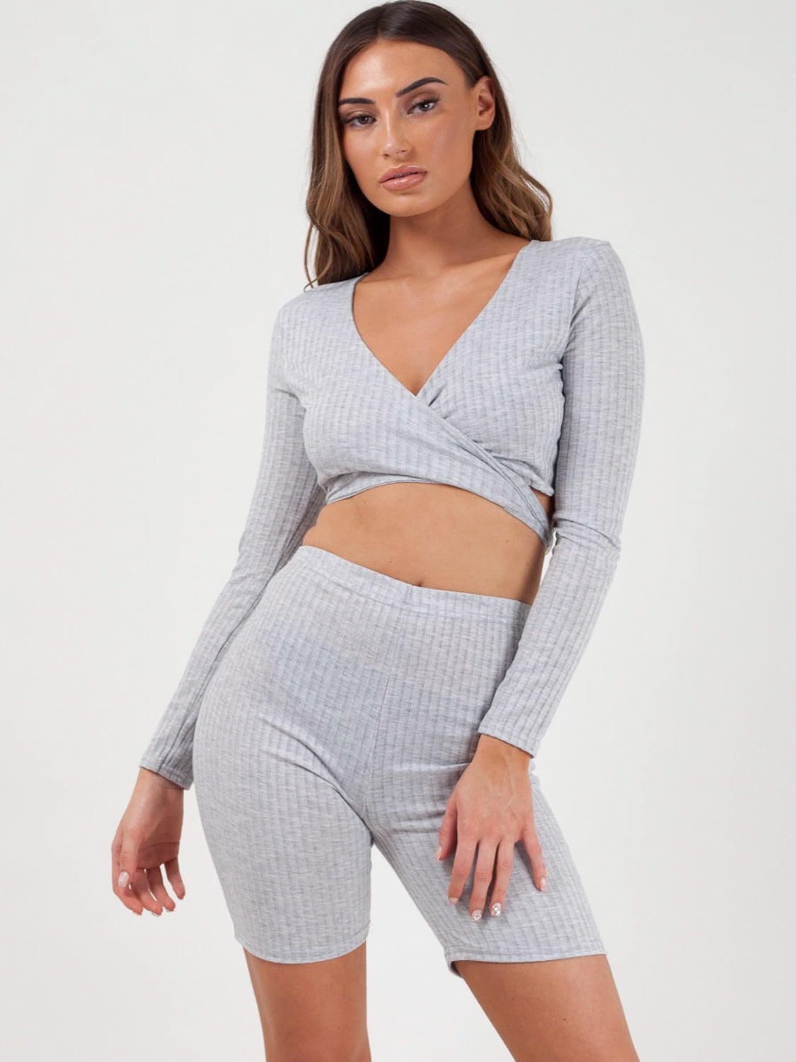 Ribbed Crop Top & Cycling Shorts Co-ord
