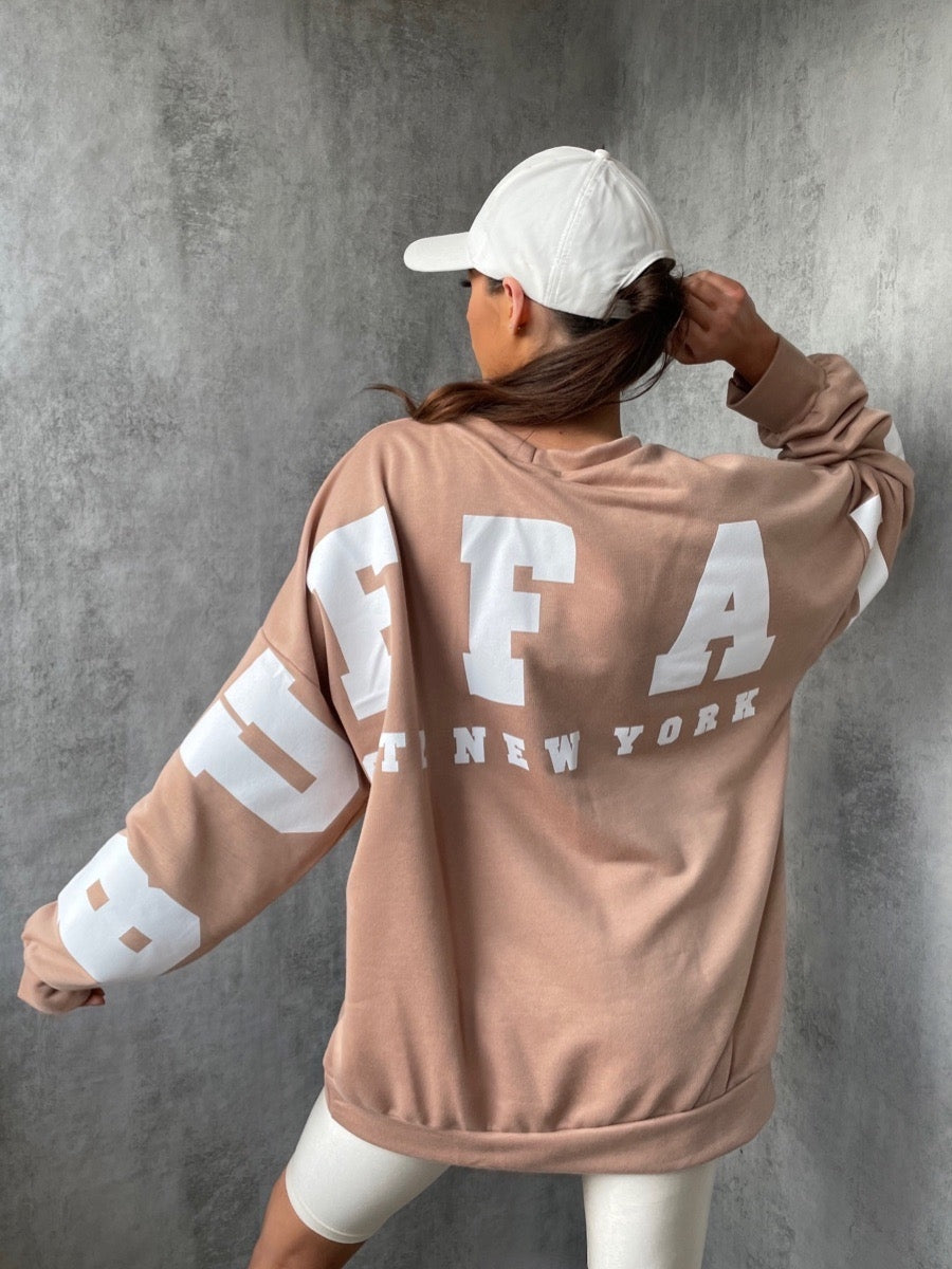 Buffalo Print Oversized Sweatshirt