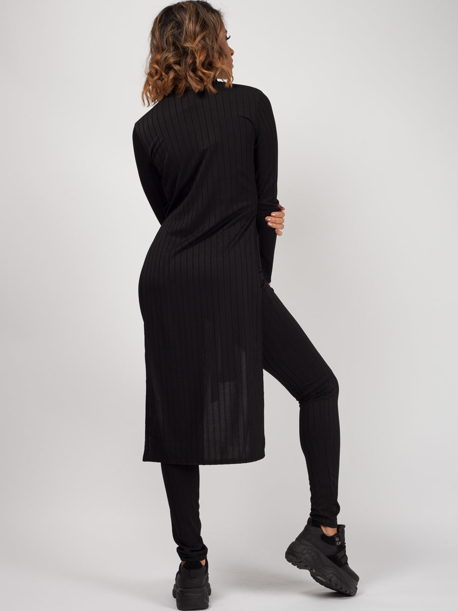 Dip Hem Crop Top & Trouser Ribbed Co-ord