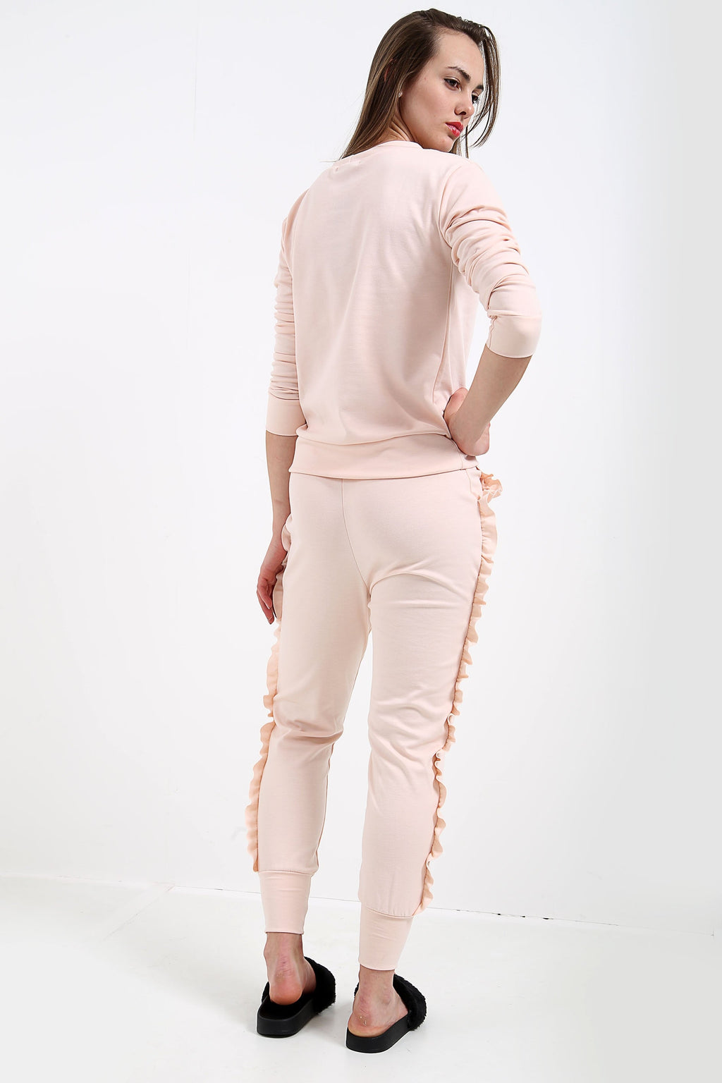 Ruffle Frill Top And Jogger Lounge Suit