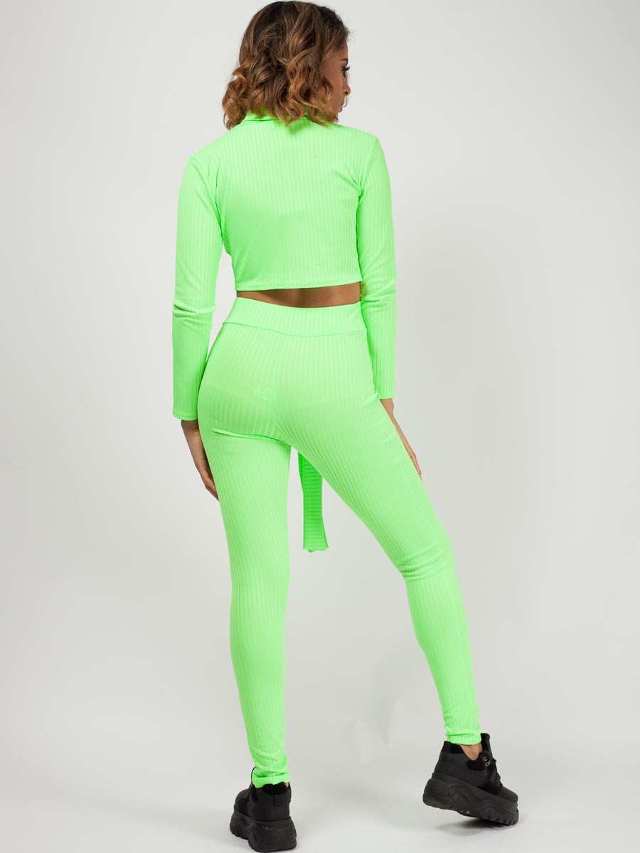 Knot Front Crop Top & Trouser Ribbed Co-ord