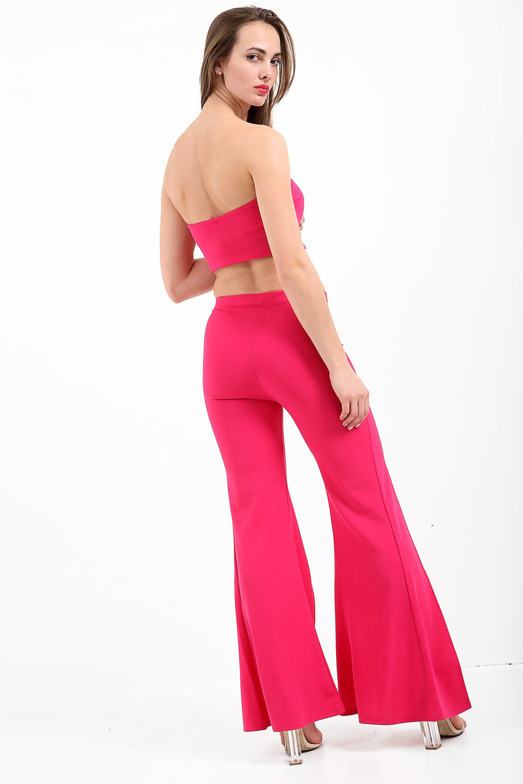Bandeau Crop Top And Zip Front Trousers Co-Ord