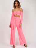 Ribbed Bandeau Crop Top & Trouser Co-ord