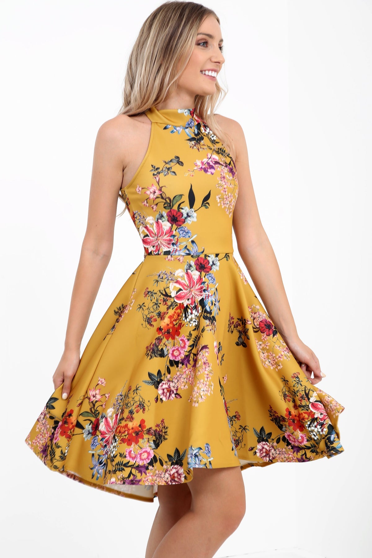 Botanic Floral Print Skater Dress