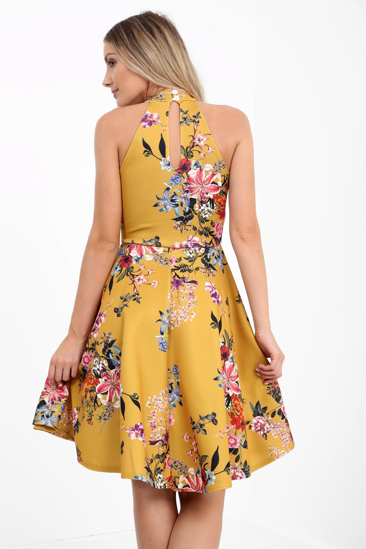 Botanic Floral Print Skater Dress