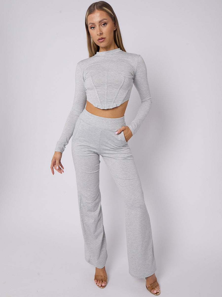 Corset Style Crop Top & Wide Leg Trouser Co-ord