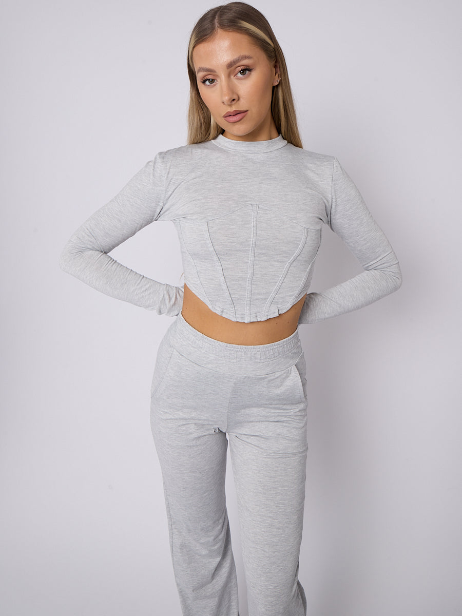 Corset Style Crop Top & Wide Leg Trouser Co-ord