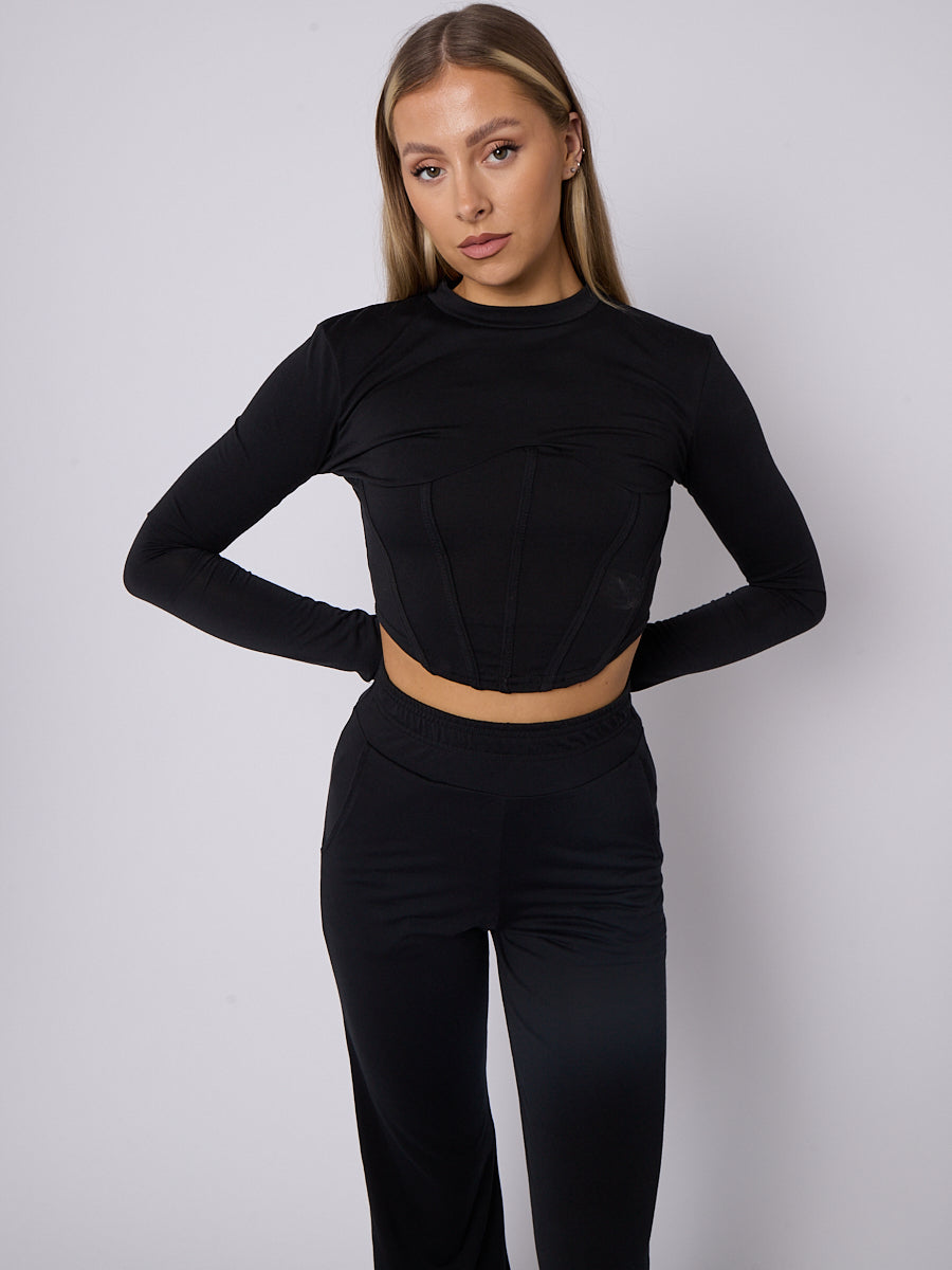 Corset Style Crop Top & Wide Leg Trouser Co-ord
