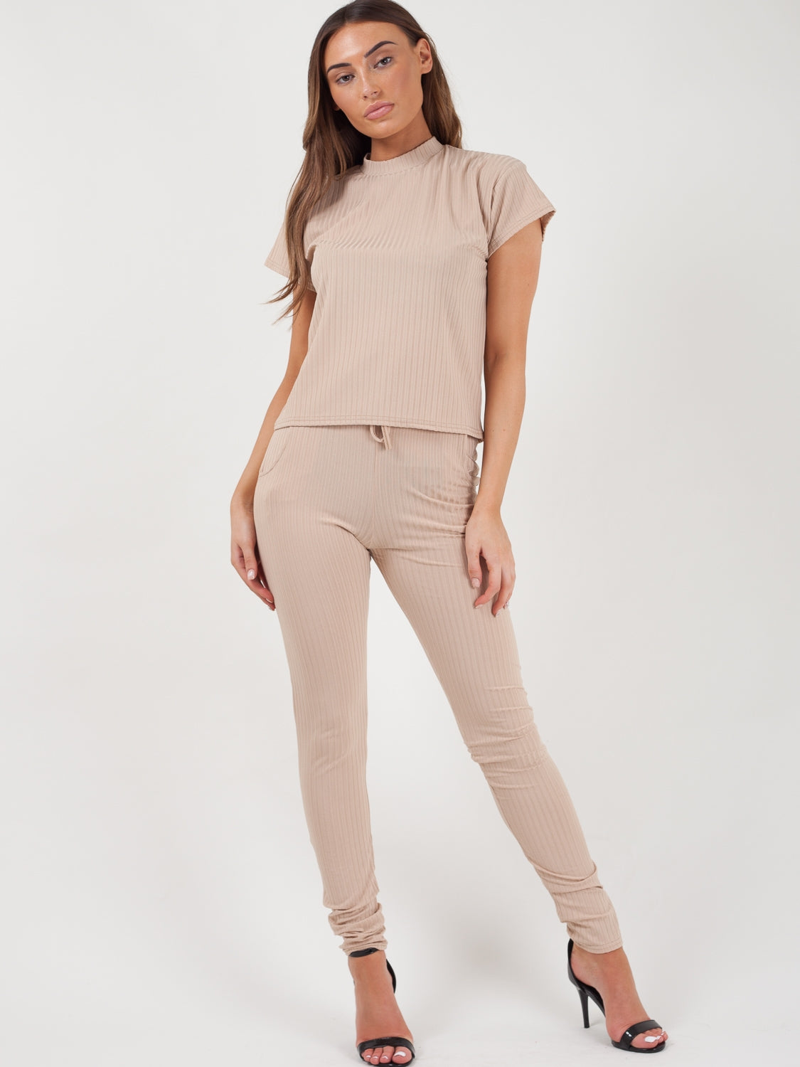 Ribbed Short Sleeve Boxy Loungewear Co-ord