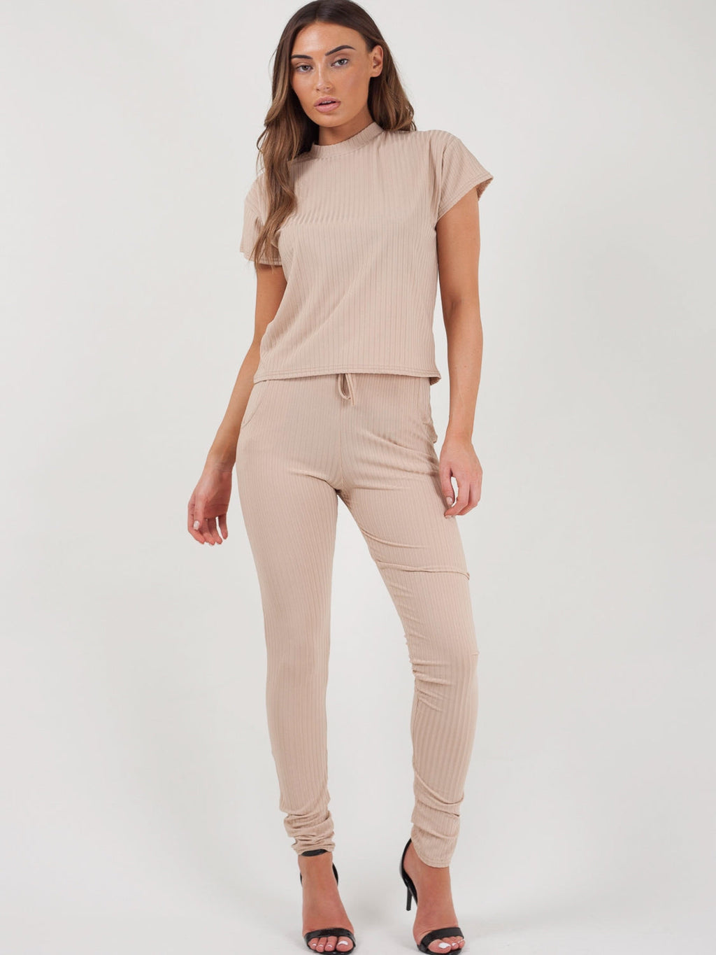 Ribbed Short Sleeve Boxy Loungewear Co-ord