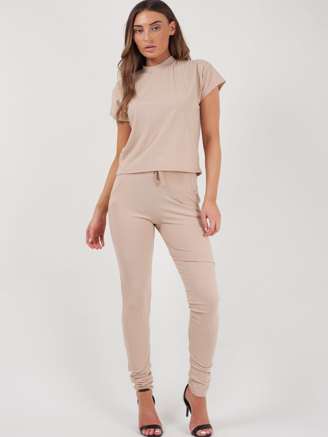 Ribbed Short Sleeve Boxy Loungewear Co-ord