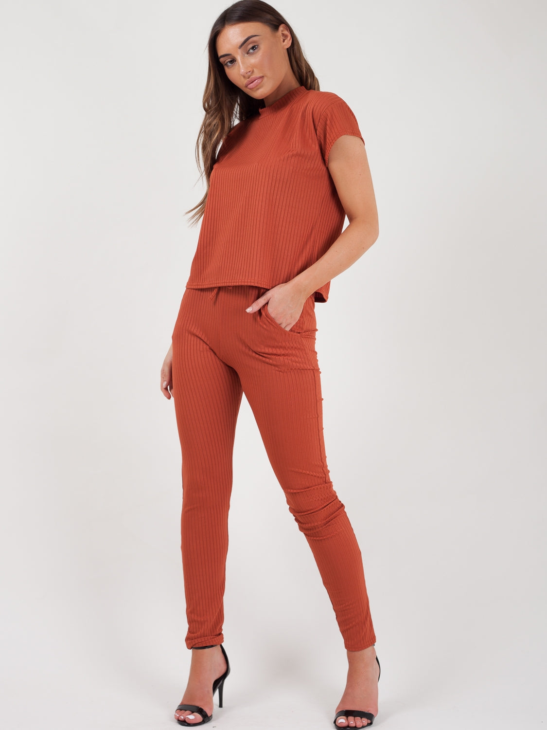 Ribbed Short Sleeve Boxy Loungewear Co-ord