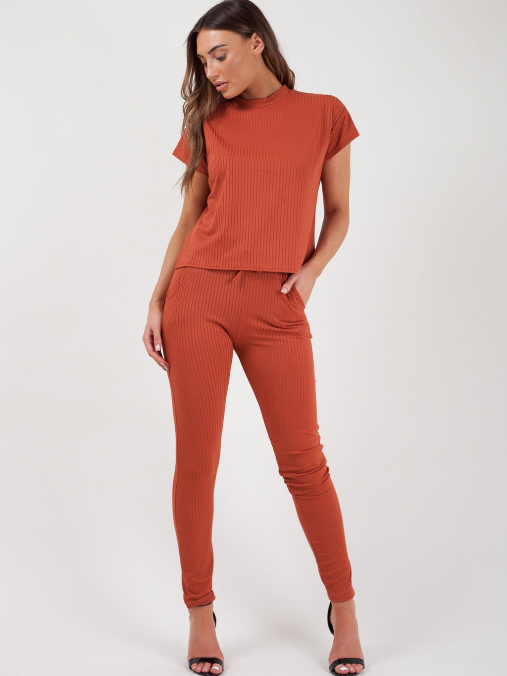 Ribbed Short Sleeve Boxy Loungewear Co-ord