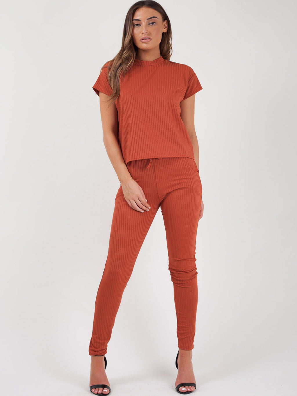 Ribbed Short Sleeve Boxy Loungewear Co-ord