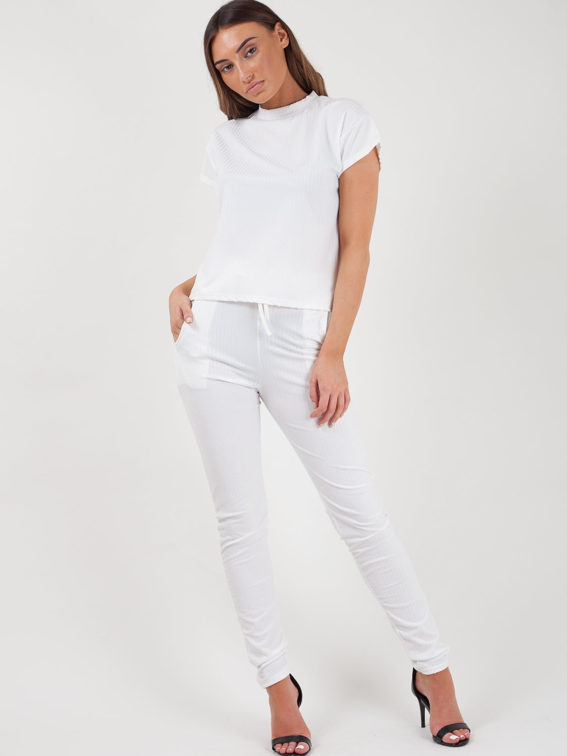 Ribbed Short Sleeve Boxy Loungewear Co-ord