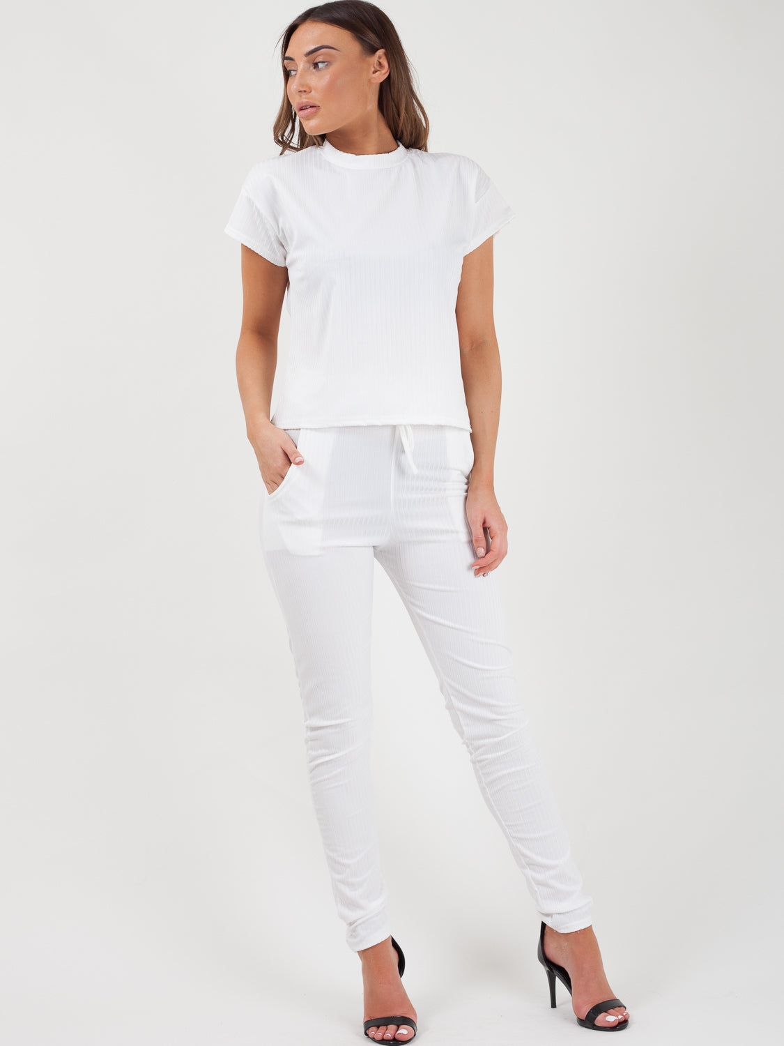 Ribbed Short Sleeve Boxy Loungewear Co-ord