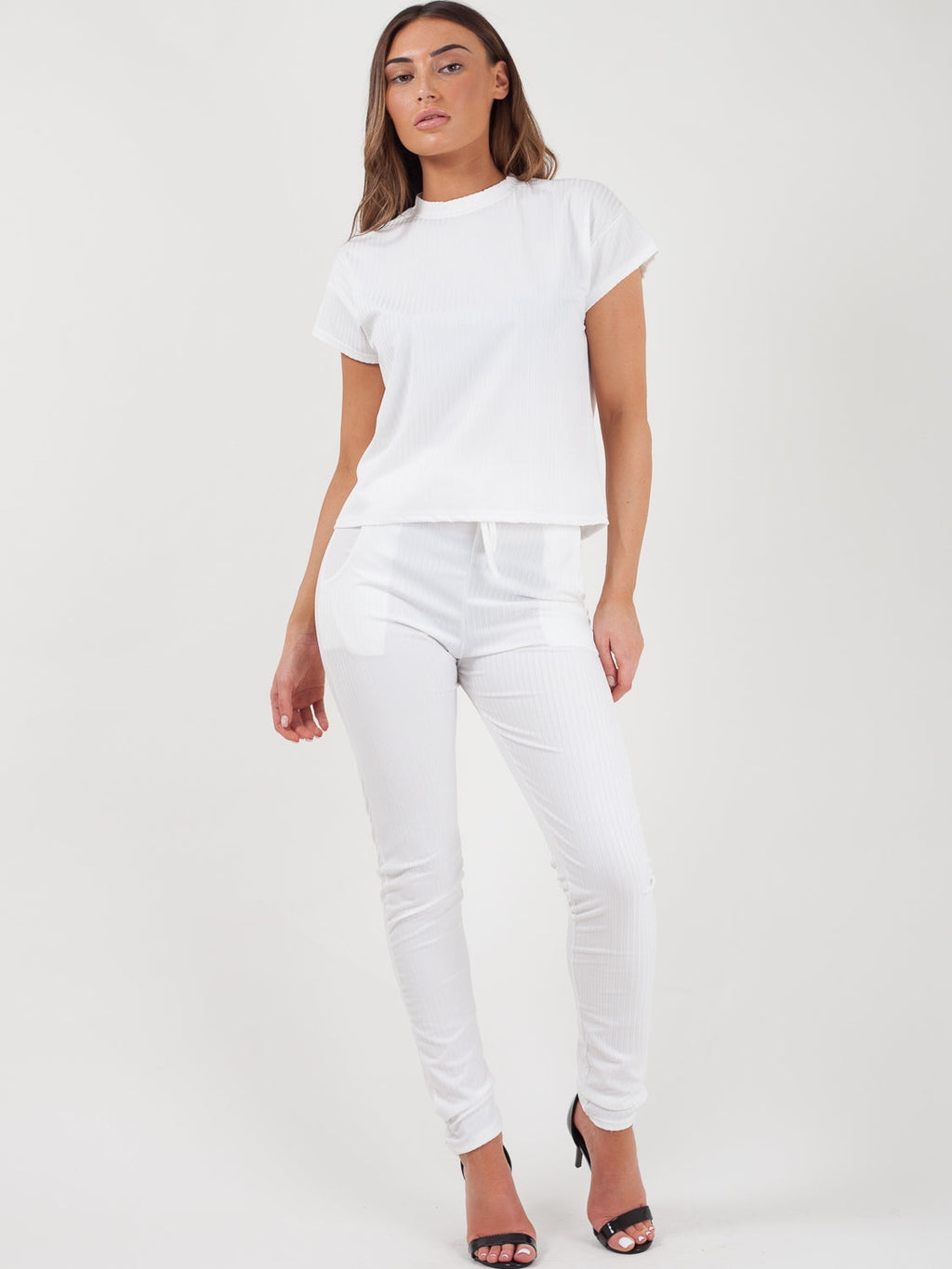 Ribbed Short Sleeve Boxy Loungewear Co-ord