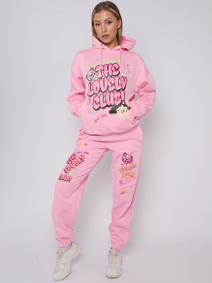 The Lovely Club Slogan Fleece Co-ord