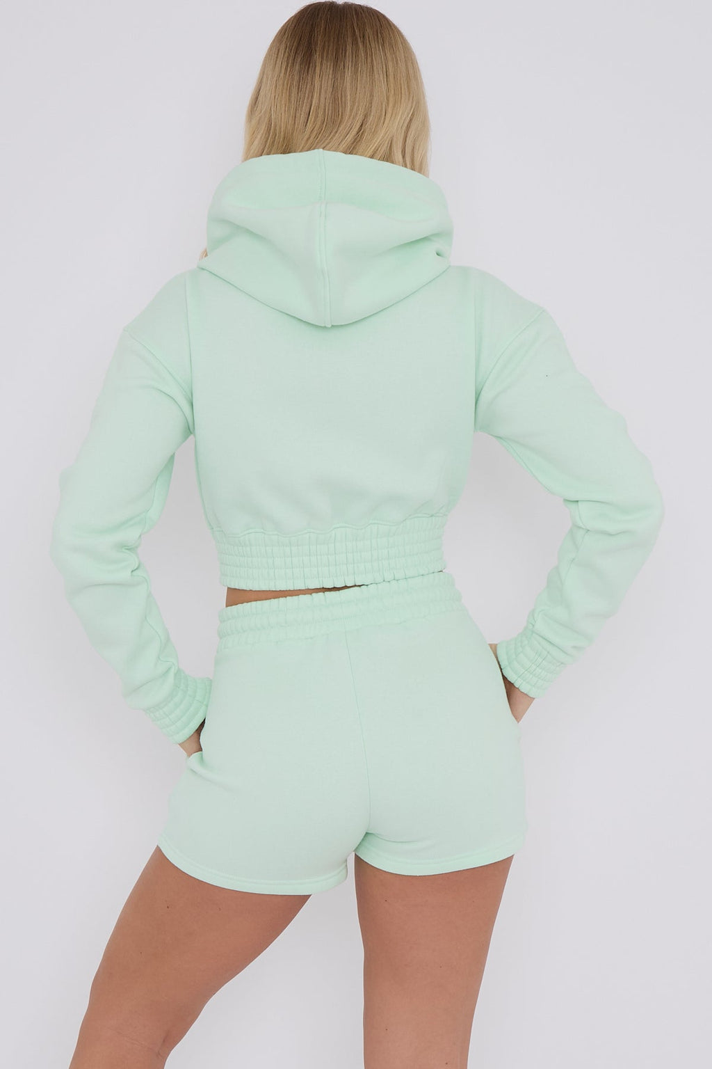 Cropped Zip Up Hoodie & Shorts Fleece Co-ord