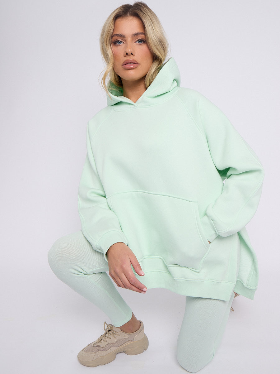 Oversized Split Sides Hoodie & Ribbed Leggings Co-ord