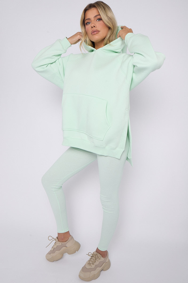 Oversized Split Sides Hoodie & Ribbed Leggings Co-ord