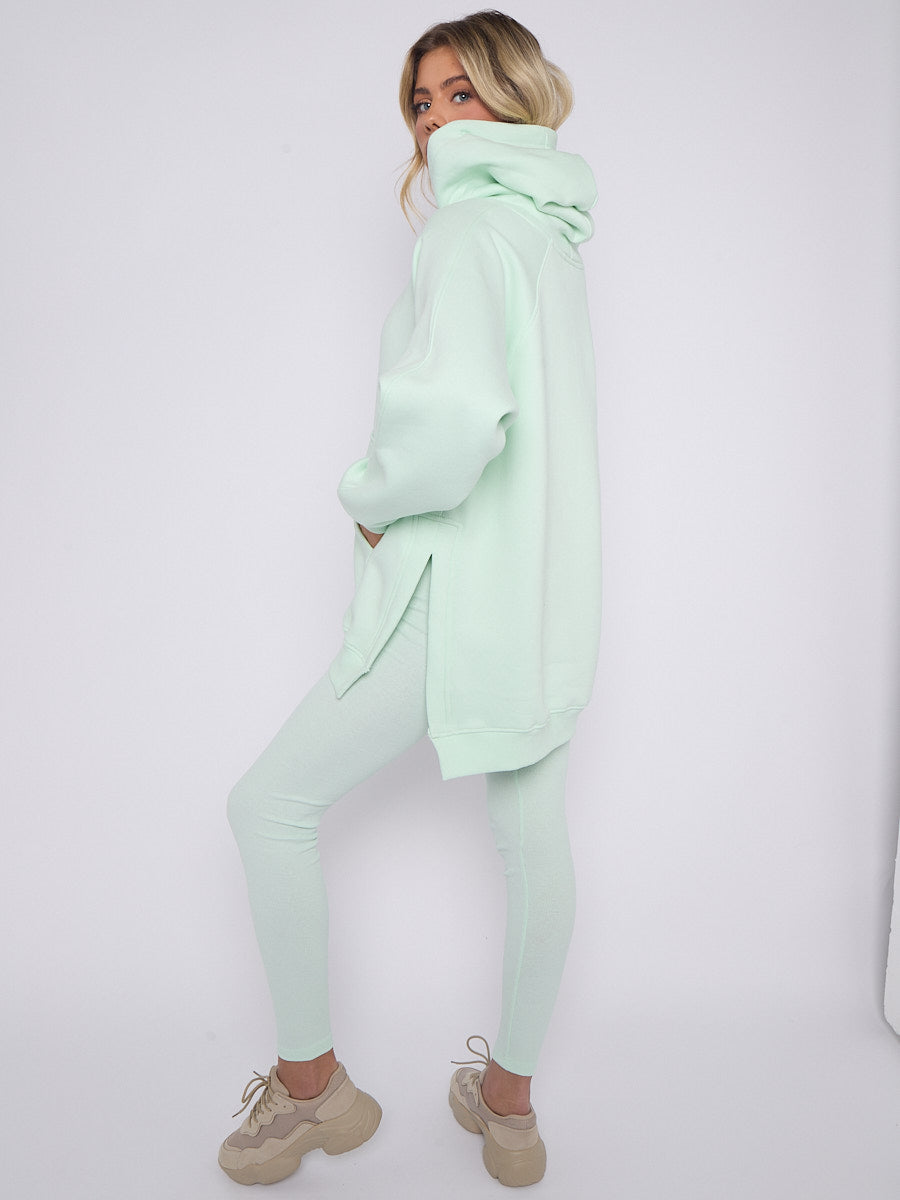 Oversized Split Sides Hoodie & Ribbed Leggings Co-ord