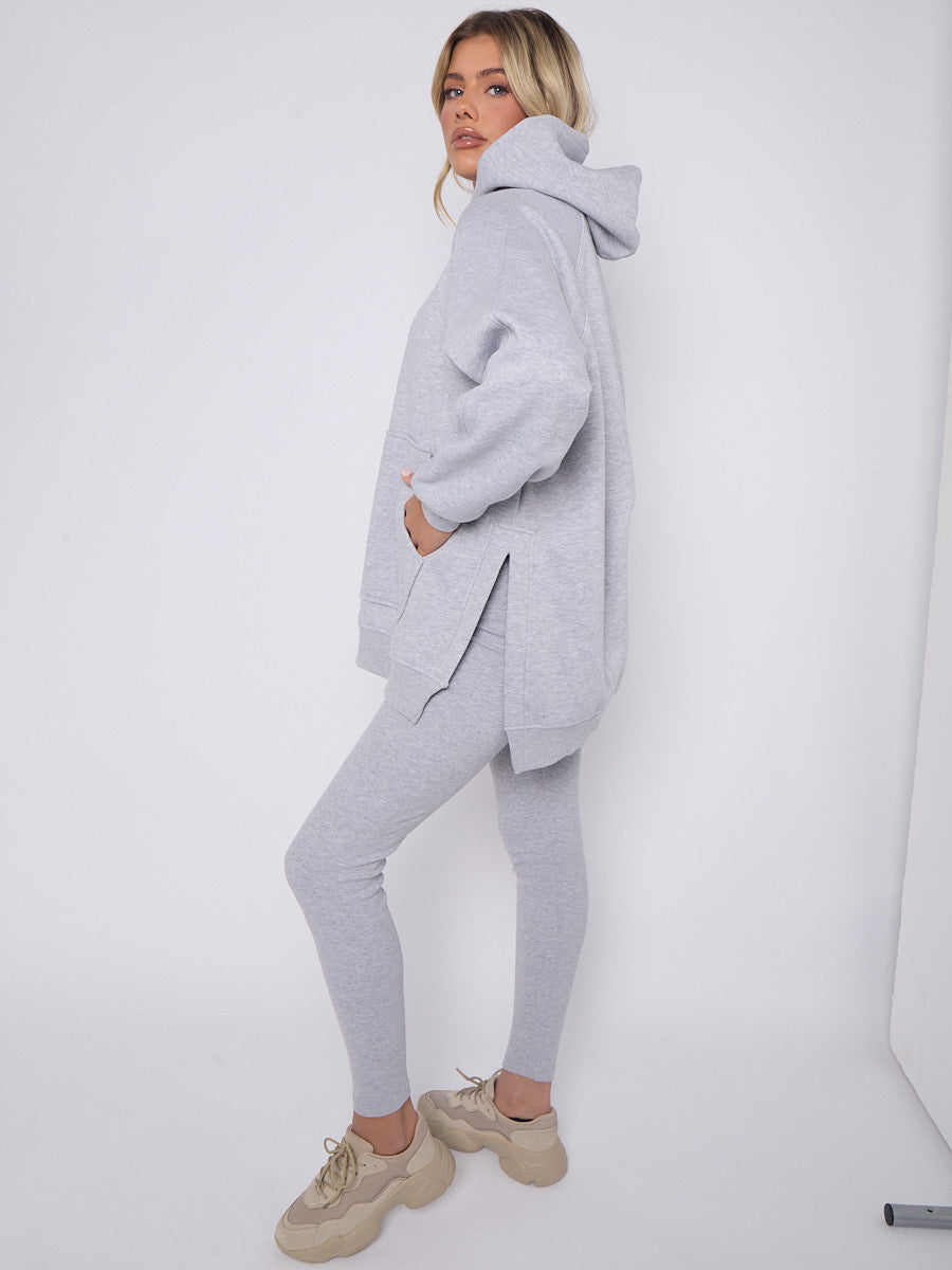 Oversized Split Sides Hoodie & Ribbed Leggings Co-ord