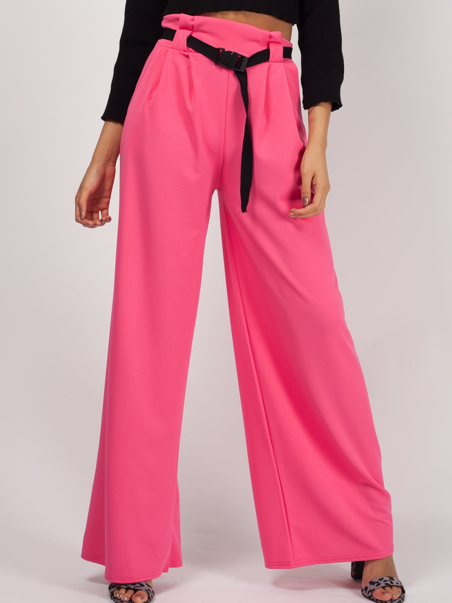 Buckle Belt High Waist Trousers