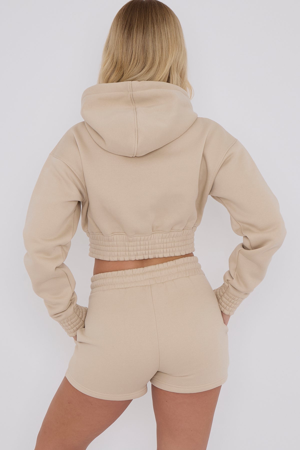 Cropped Zip Up Hoodie & Shorts Fleece Co-ord