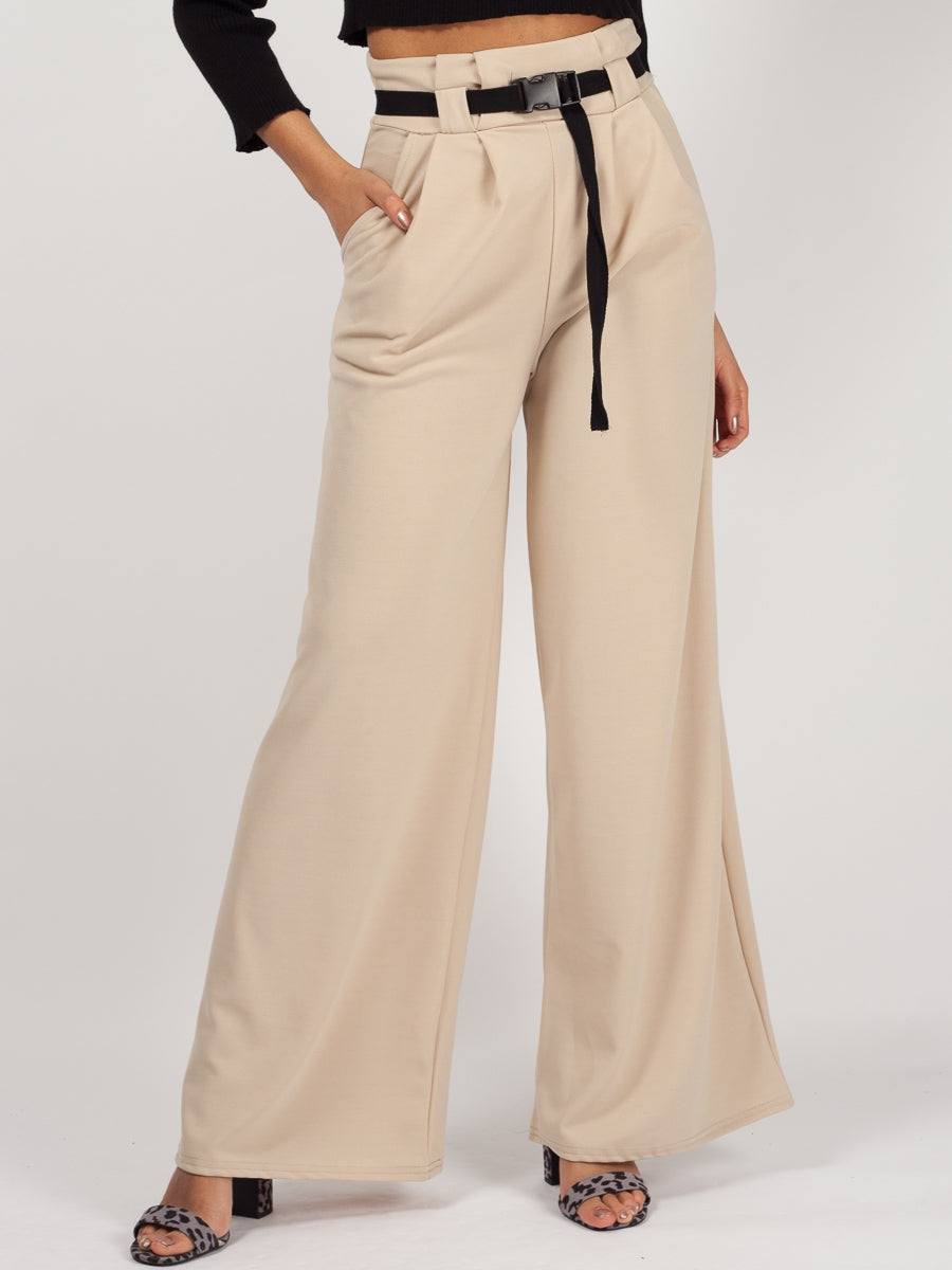 Buckle Belt High Waist Trousers