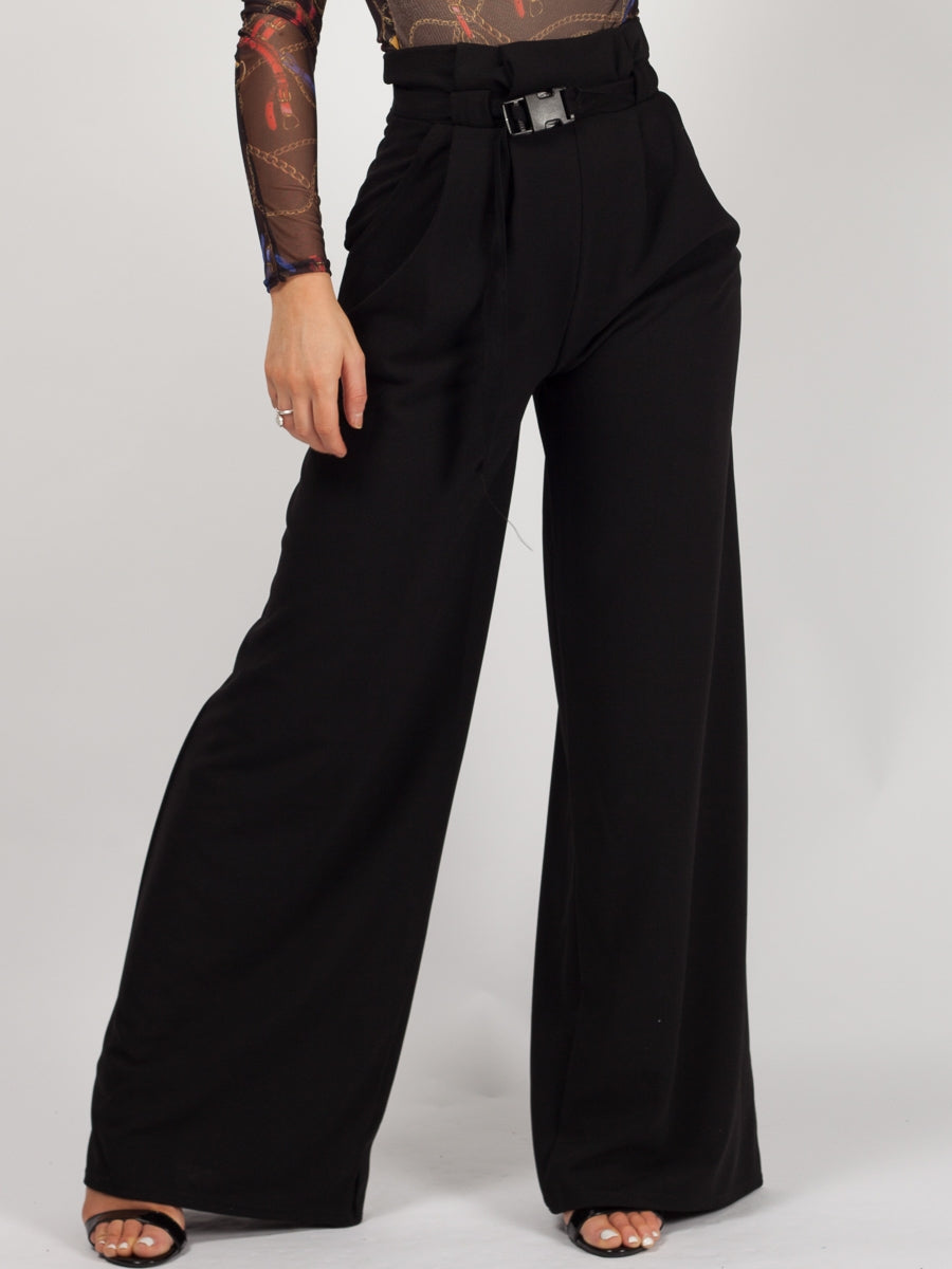 Buckle Belt High Waist Trousers