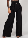 Buckle Belt High Waist Trousers