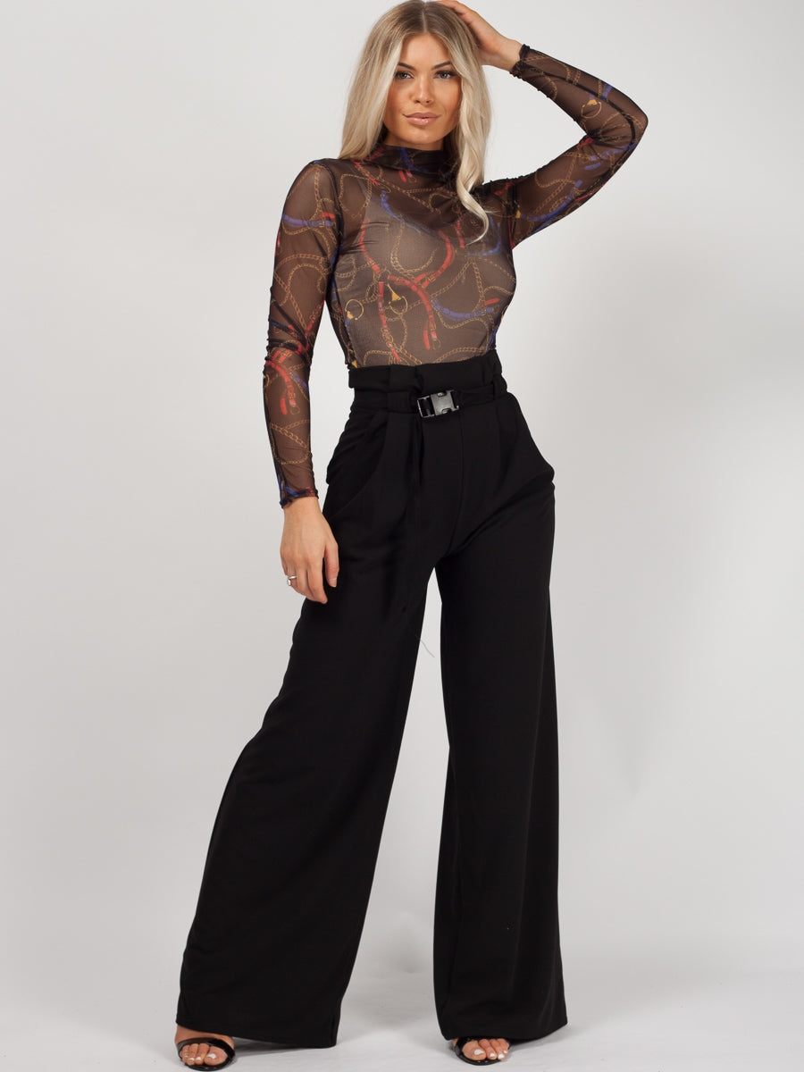 Buckle Belt High Waist Trousers