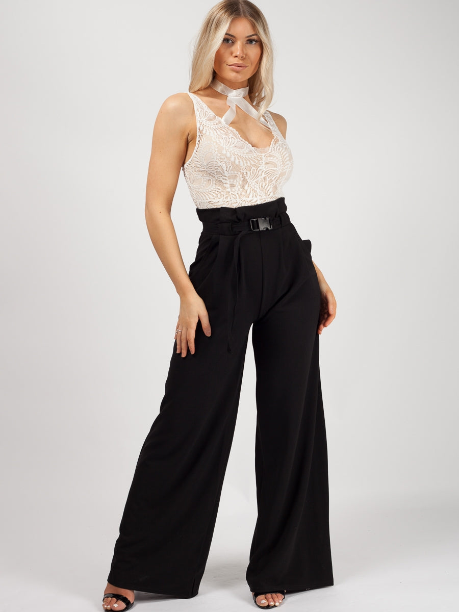 Buckle Belt High Waist Trousers