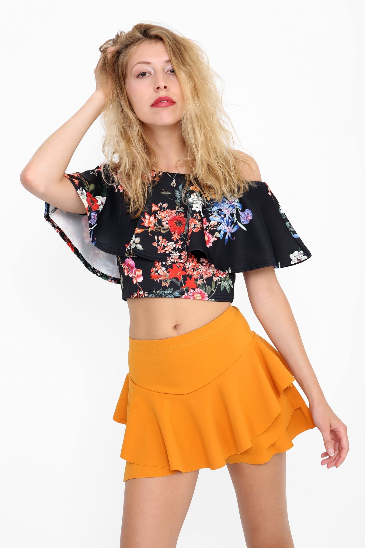 Multi Layered Frill Mini Skorts Shorts
