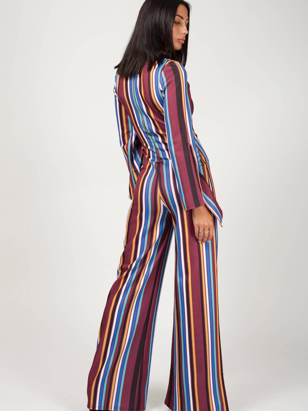 Keyhole Front Striped Jumpsuit