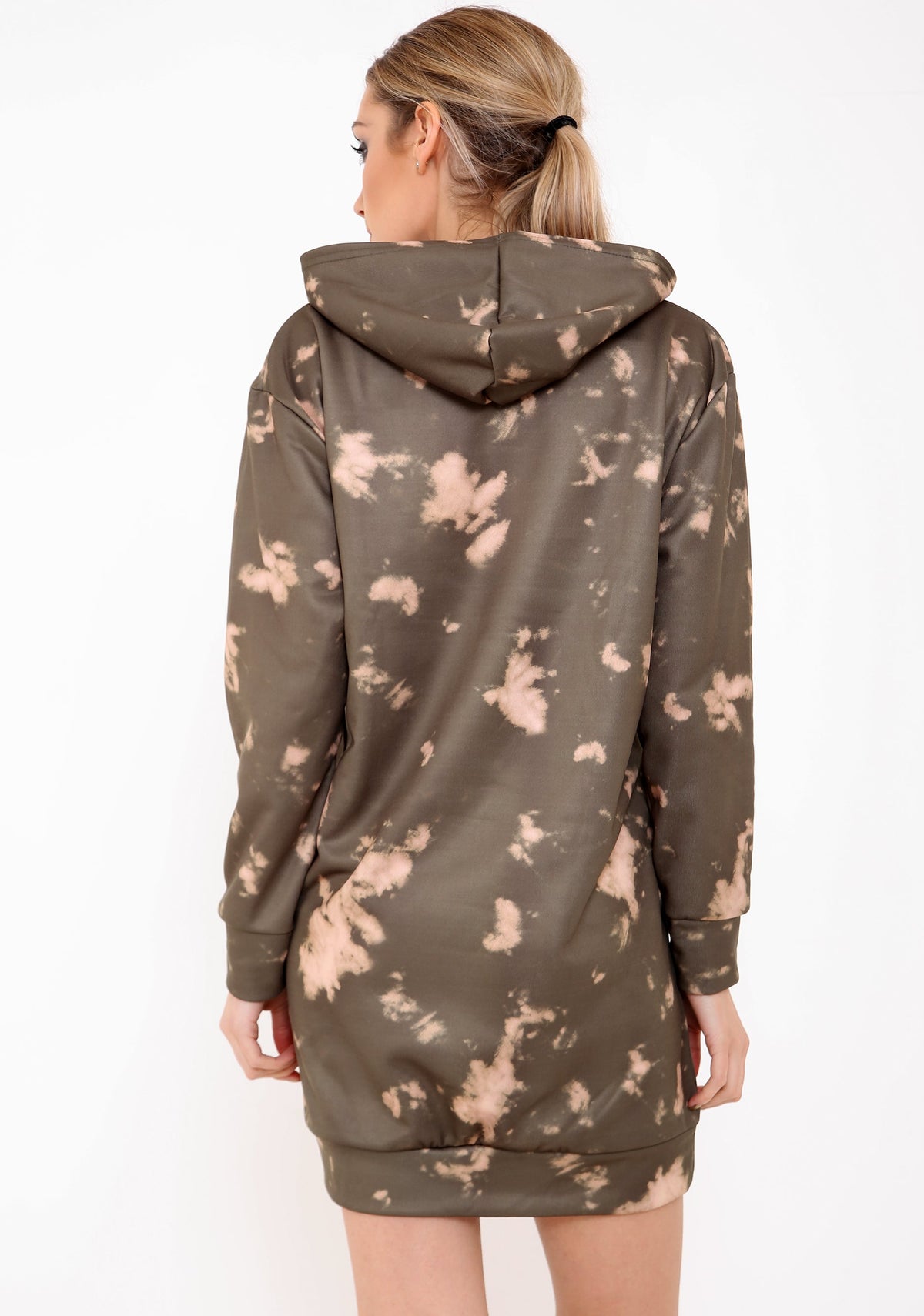 Army Print Oversized Hooded Jumper Dress