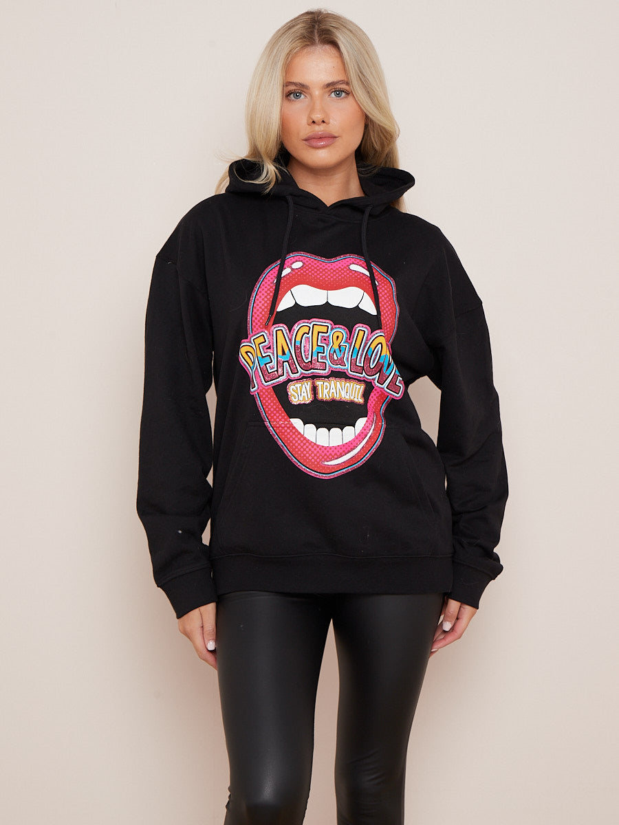 Stay Tranquil Graphic Print Hoodie